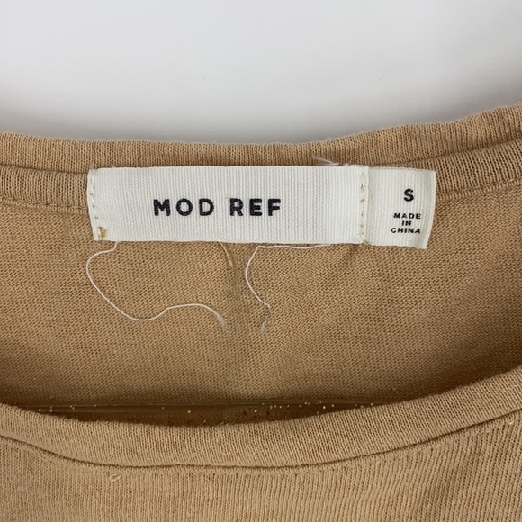 Mod Ref Women's Tan Side Slit Tunic Assymetrical/Open Back size Small - Picture 5 of 8